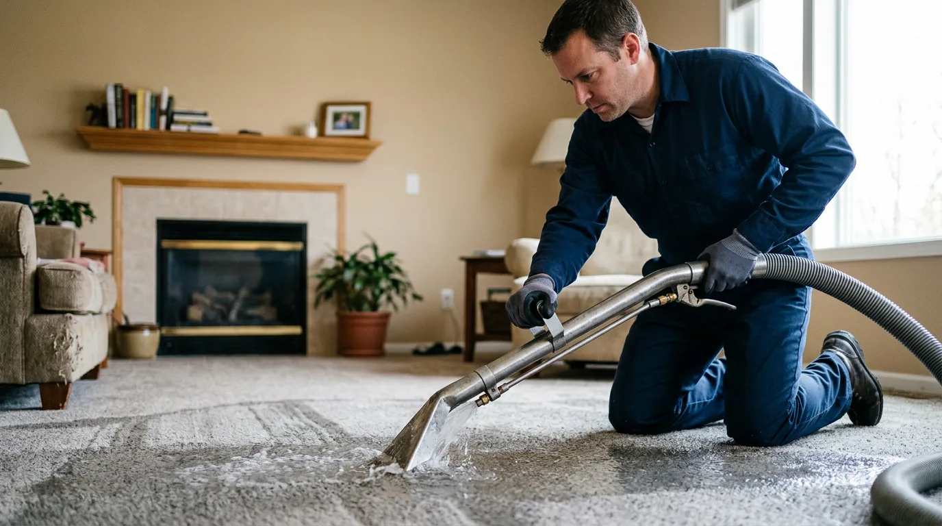Water damage restoration technician working near Ledbetter, TX